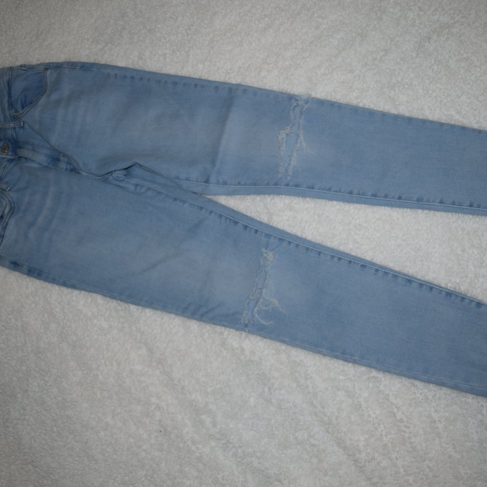 Levi's 721 Jeans 30 High Rise Waist Skinny Distressed Light Wash Denim Raw Hem - Picture 10 of 11